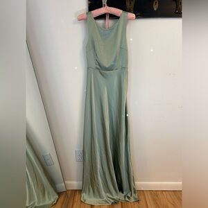 Six stories satin bridesmaid dress